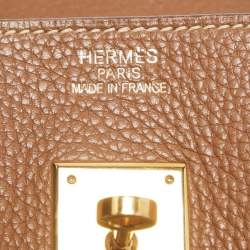 Hermes Gold Taurillon Clemence Leather Gold Finish Birkin 35 Bag