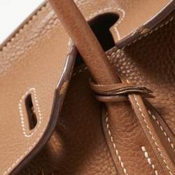 Hermes Gold Taurillon Clemence Leather Gold Finish Birkin 35 Bag