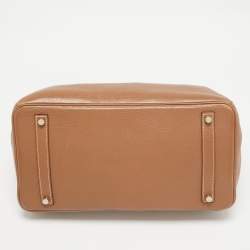 Hermes Gold Taurillon Clemence Leather Gold Finish Birkin 35 Bag