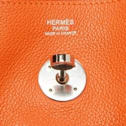 Hermes Orange Evercolor Leather Palladium Finish Lindy 30 Bag