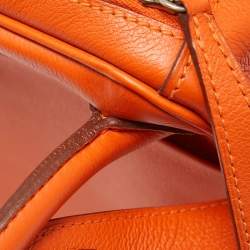 Hermes Orange Evercolor Leather Palladium Finish Lindy 30 Bag