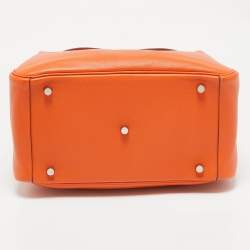 Hermes Orange Evercolor Leather Palladium Finish Lindy 30 Bag