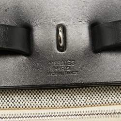 Pre Owned Hermes Ecru/Noir/ Bleu Indigo Toile H and Vache Hunter Pegase Pop Herbag Zip 31 Bag