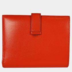 Hermes Orange Poppy Tadelakt Compact Bearn Wallet with GHW