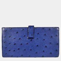 Hermes Blue Ostrich Bearn Wallet