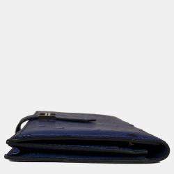 Hermes Blue Ostrich Bearn Wallet