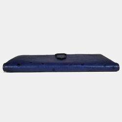 Hermes Blue Ostrich Bearn Wallet