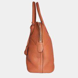 Pre Owned Hermes Orange Clemence Bolide 31 bag PHW
