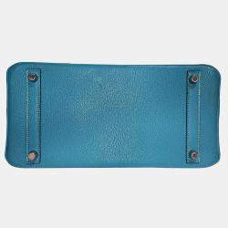 Hermes Teal Chevre Leather PHW Birkin 30