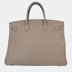 Hermes Tourterelle Gray Taurillon Clemence Birkin 40 Handbag