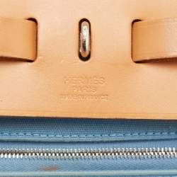 Hermes Bleu Izmir/Natural Toile and Vache Hunter Herbag Zip 31 Bag
