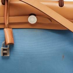 Hermes Bleu Izmir/Natural Toile and Vache Hunter Herbag Zip 31 Bag
