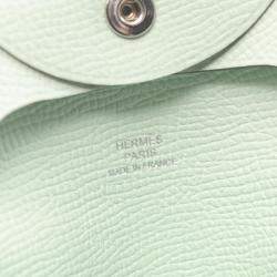 Hermes Bastia Coin Case Wallet Green Leather