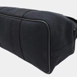 Hermes Valparaiso MM Canvas Leather Tote Bag Black Canvas
