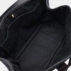 Hermes Valparaiso MM Canvas Leather Tote Bag Black Canvas