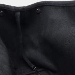 Hermes Valparaiso MM Canvas Leather Tote Bag Black Canvas