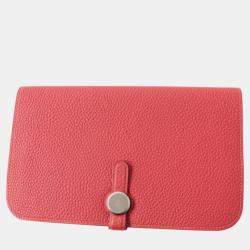 Hermes Dogon GM Long Wallet Coin Pocket Red Leather