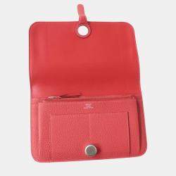 Hermes Dogon GM Long Wallet Coin Pocket Red Leather