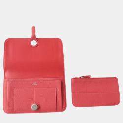 Hermes Dogon GM Long Wallet Coin Pocket Red Leather