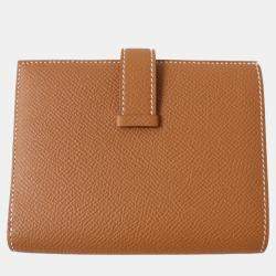 Hermes Bearn Compact Wallet Epsom Gold Leather