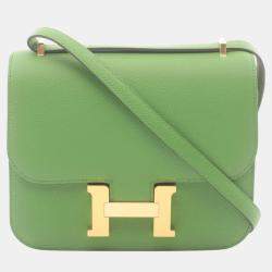 Hermes Constance 3 Mini Shoulder Bag Green Leather