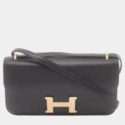 Hermes Constance Elan Miroir Shoulder Bag Black Leather