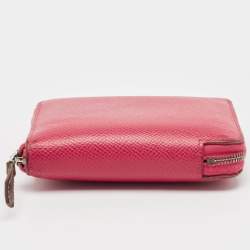 Pre Owned Hermes Rose Extreme Epsom Leather Silk'In Compact Wallet