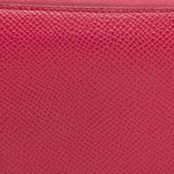 Pre Owned Hermes Rose Extreme Epsom Leather Silk'In Compact Wallet