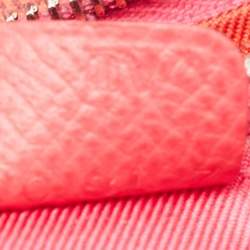 Pre Owned Hermes Rose Extreme Epsom Leather Silk'In Compact Wallet