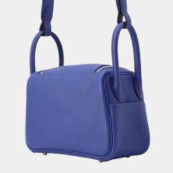 Hermes Lindy Verso Blue Royale/Bamboo Swift Leather Size Mini