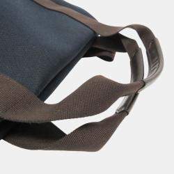 Hermes Navy Pansage Groom Toile Chevron Leather Backpack