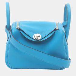 Hermes Lindy Blue Frida Swift Leather Shoulder Bag