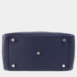 Pre Owned Hermes Taurillon Lindy 26 Blue Nuit Handbag