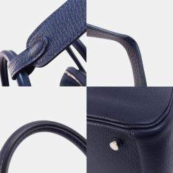Pre Owned Hermes Taurillon Lindy 26 Blue Nuit Handbag