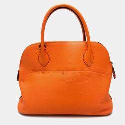 Pre Owned Hermes Orange Taurillon Clemence Bolide 31 Shoulder Bag
