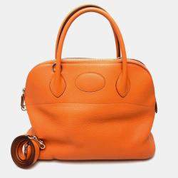 Pre Owned Hermes Orange Taurillon Clemence Bolide 31 Shoulder Bag
