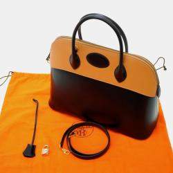 Hermes Black/Natural Box Calf/Veau Chamonix Bolide 35 Handbag