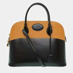 Hermes Black/Natural Box Calf/Veau Chamonix Bolide 35 Handbag