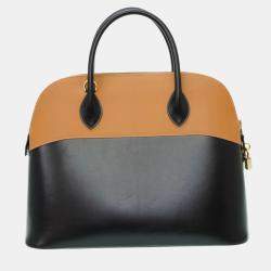 Hermes Black/Natural Box Calf/Veau Chamonix Bolide 35 Handbag