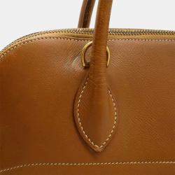 Hermes Gold Light Brown Cushvel Leather Bolide 35 Handbag