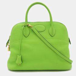 Hermes Apple Green Yellow Togo Leather Bolide 35 Handbag