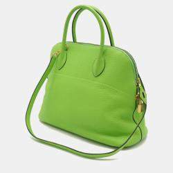 Hermes Apple Green Yellow Togo Leather Bolide 35 Handbag