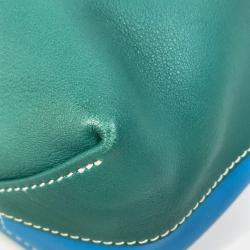 Hermes Rose Azale/Gold Blue Zanzibar /Malachite Double Sense 35 Shoulder Bag