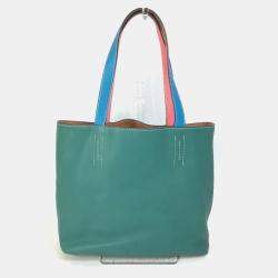 Hermes Rose Azale/Gold Blue Zanzibar /Malachite Double Sense 35 Shoulder Bag