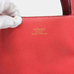 Hermes Tosca Red Pink Taurillon Clemence Leather Bougainvillea Double Sens 45 Tote Bag