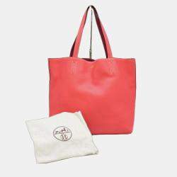 Hermes Tosca Red Pink Taurillon Clemence Leather Bougainvillea Double Sens 45 Tote Bag