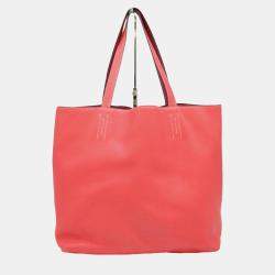 Hermes Tosca Red Pink Taurillon Clemence Leather Bougainvillea Double Sens 45 Tote Bag