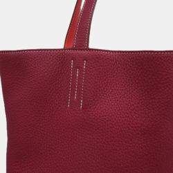 Hermes Tosca Red Pink Taurillon Clemence Leather Bougainvillea Double Sens 45 Tote Bag