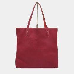 Hermes Tosca Red Pink Taurillon Clemence Leather Bougainvillea Double Sens 45 Tote Bag