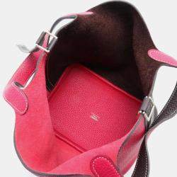 Hermes Pink Bordeaux Raspberry Rouge Cellier Taurillon Clemence Picotin Lock Kazak PM Handbag